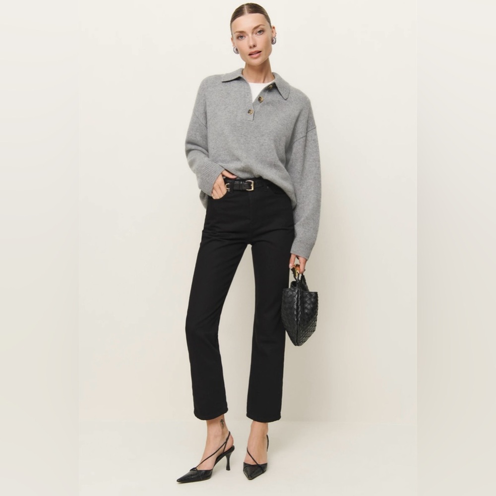 Reformation Black Cropped Ankle Jeans